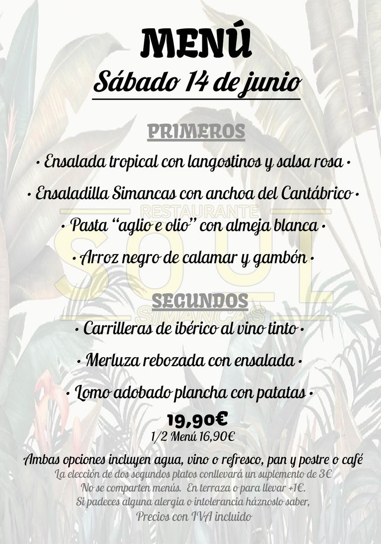 Nuestro menú de hoy