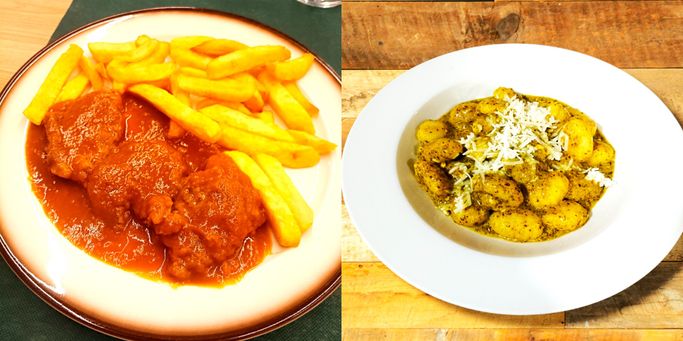 Bacalao con tomate y ñoquis