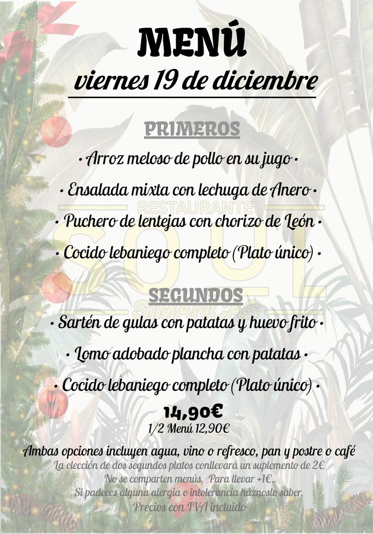 Nuestro menú de hoy